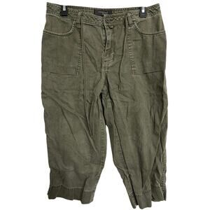 Lee Riveted Pants Womens Size 12 Green Mid Rise Cropped Minimalist Casual Y2K